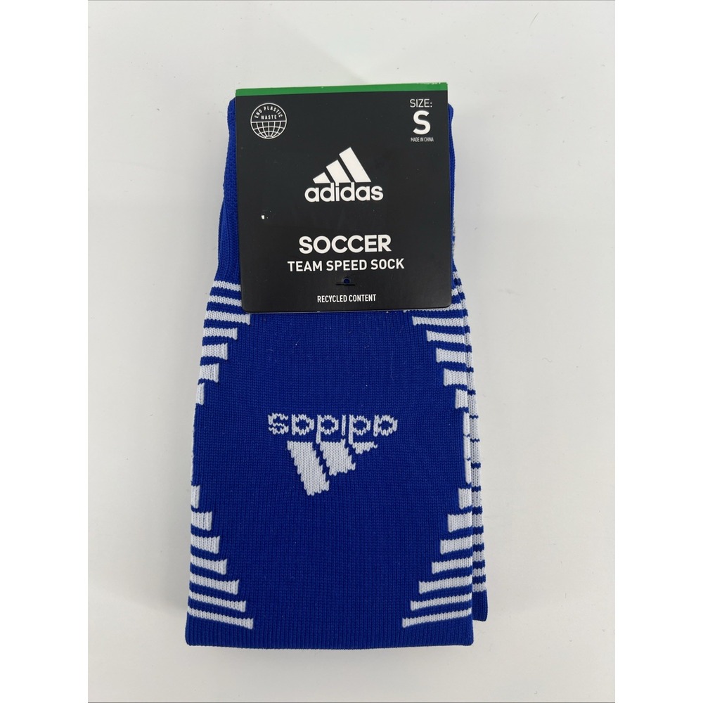 Adidas Soccer Team Speed Sock Mens Small Blue White Aeroready NEW